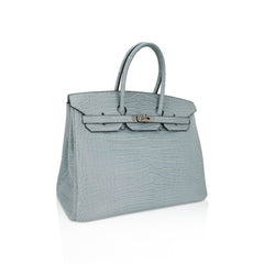 Limited Edition Birkin 35 Bag Ciel Matte Alligator with Palladium Hardware