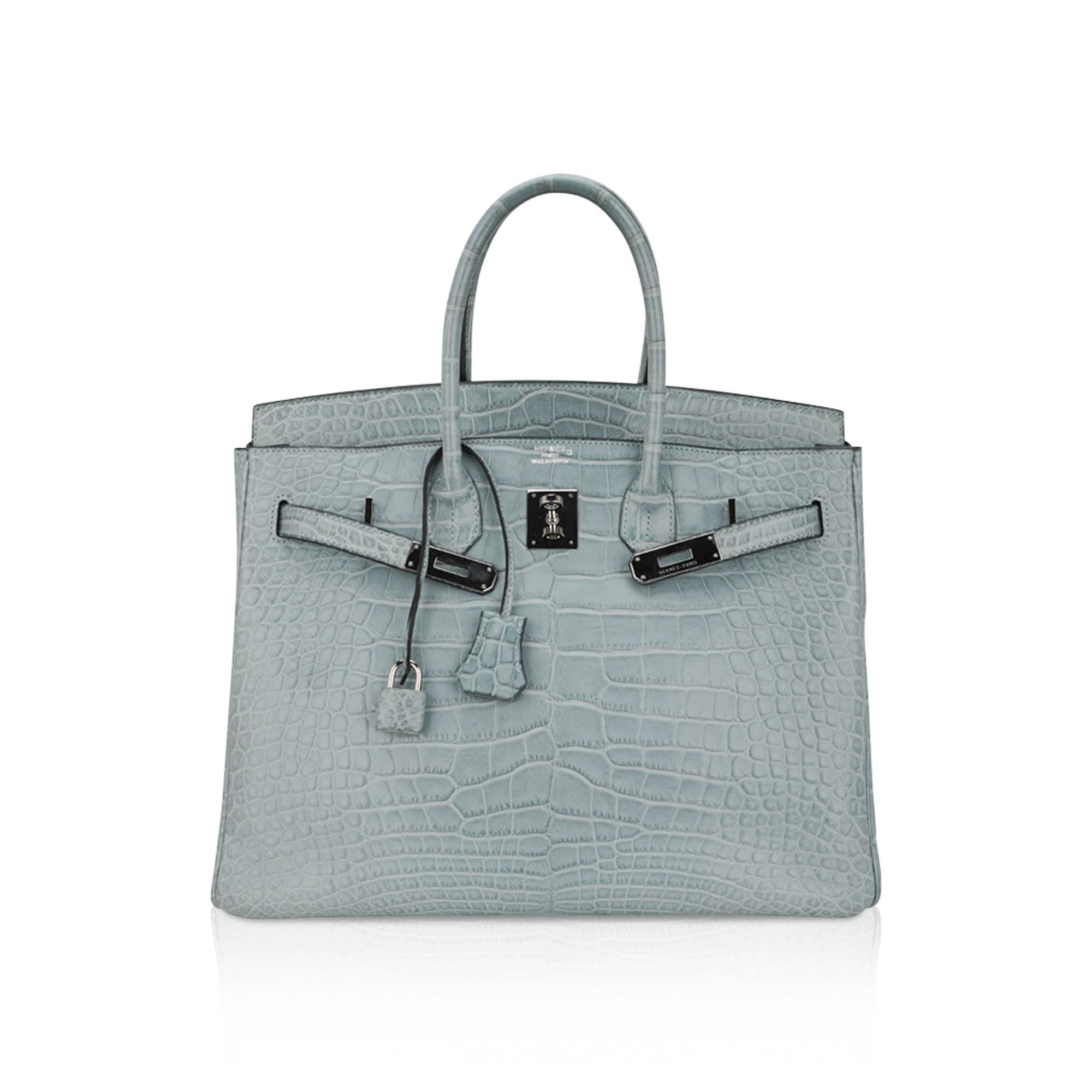 Limited Edition Birkin 35 Bag Ciel Matte Alligator with Palladium Hardware