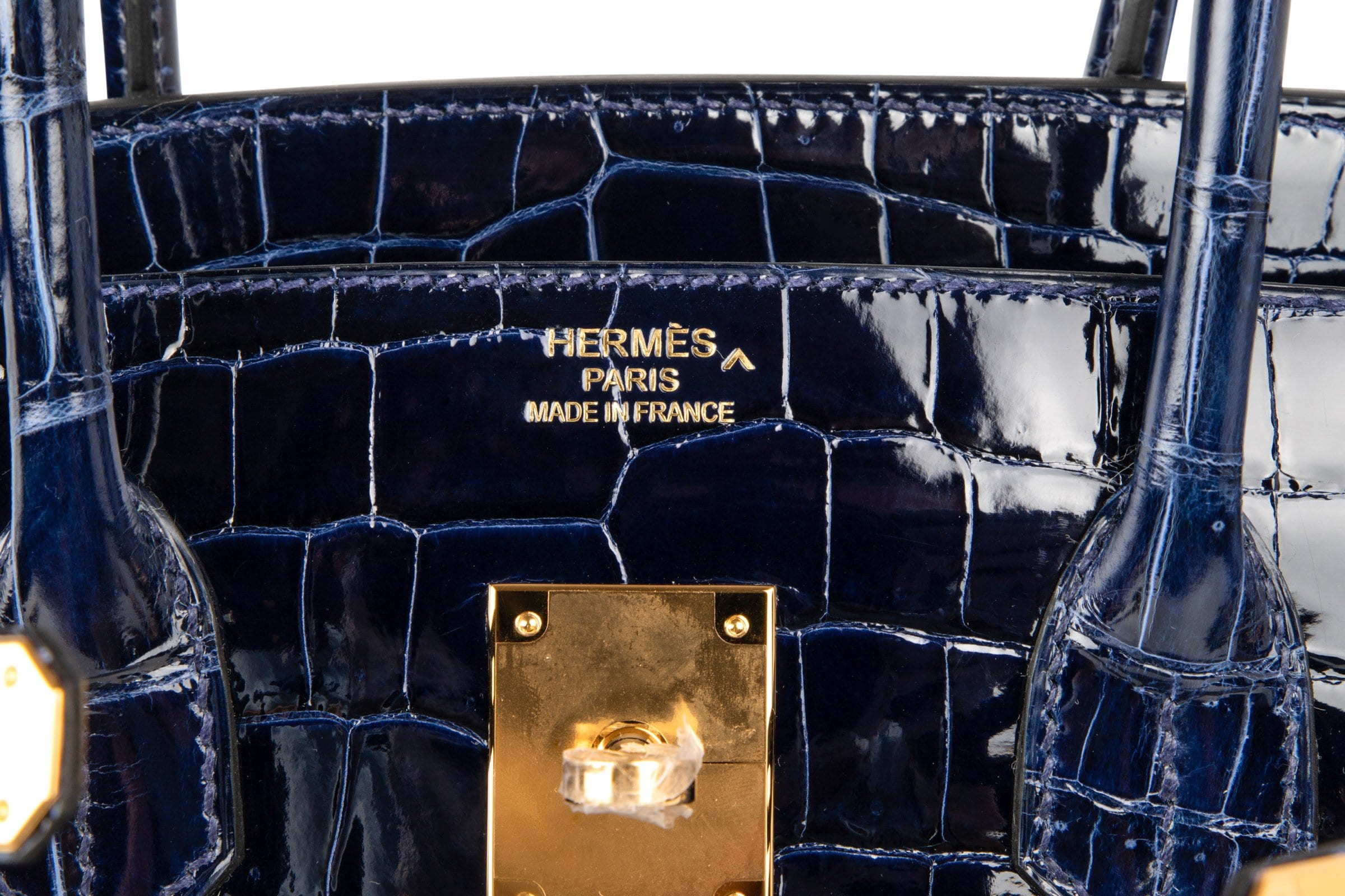 Birkin 35 Bag Blue Sapphire Porosus Crocodile Gold Hardware New