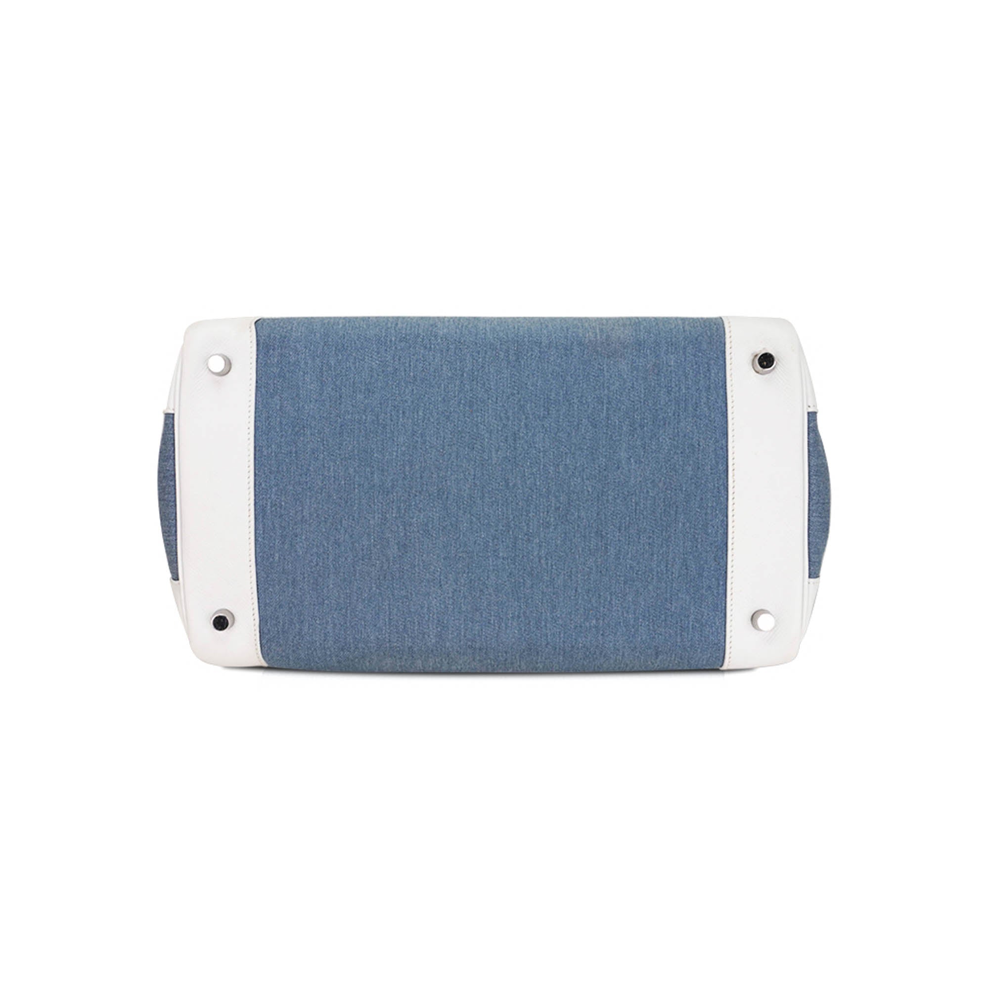 Limited Edition Vintage Birkin 35 Blue Denim Toile White Epsom Leather with Brushed Palladium Hardware