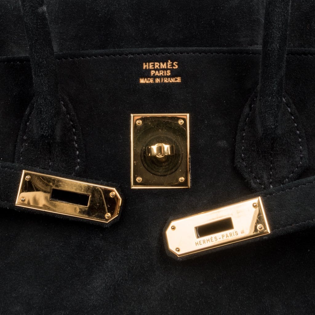 Birkin 35 Bag Black Doblis Suede Gold Hardware Limited Edition