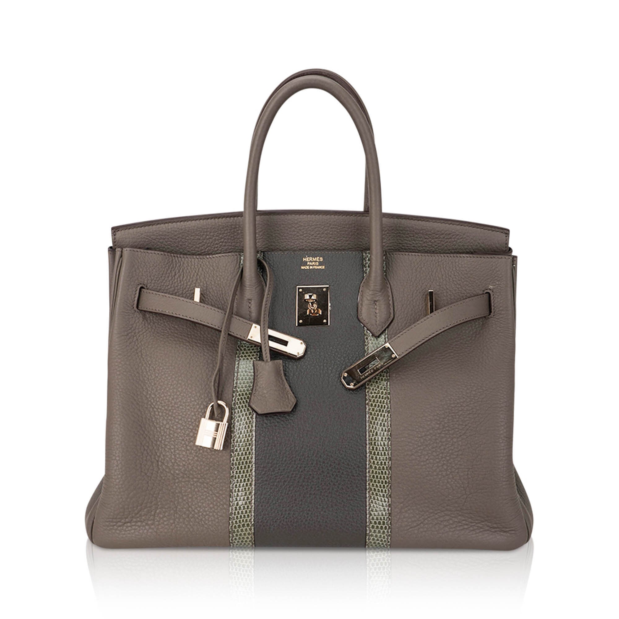 Limited Edition Club Birkin 35 Bag Etain & Graphite Clemence Leather Gris Fonce Lizard