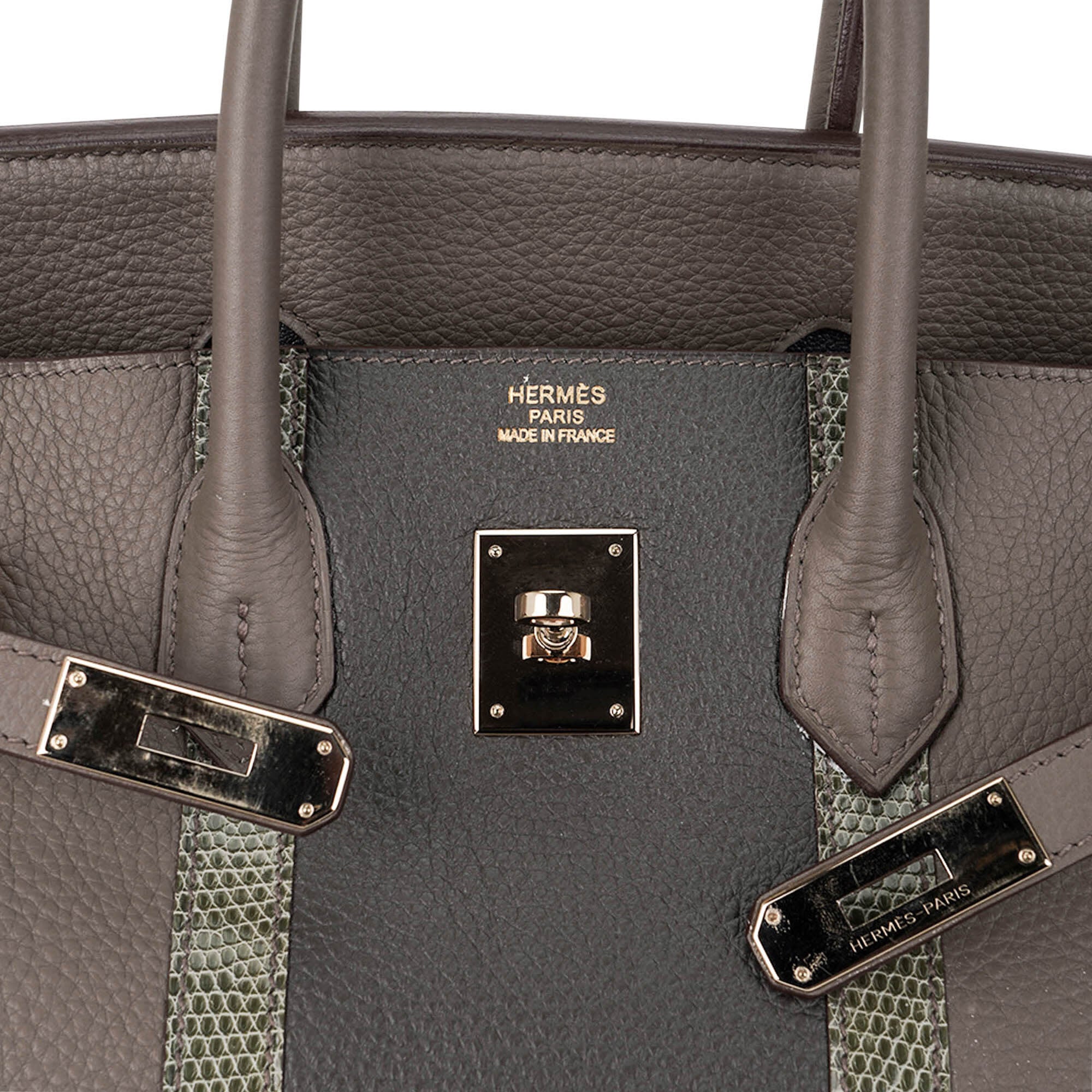 Limited Edition Club Birkin 35 Bag Etain & Graphite Clemence Leather Gris Fonce Lizard