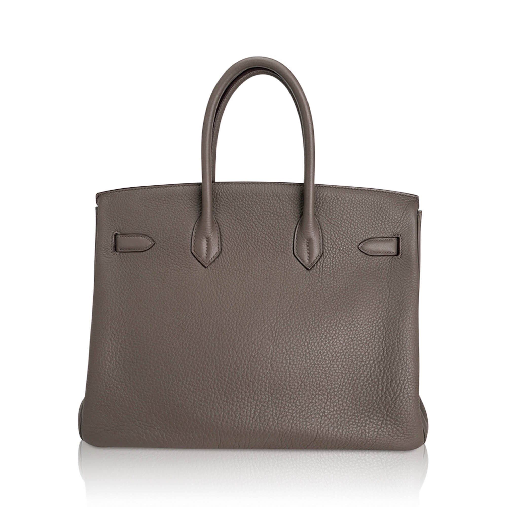 Limited Edition Club Birkin 35 Bag Etain & Graphite Clemence Leather Gris Fonce Lizard