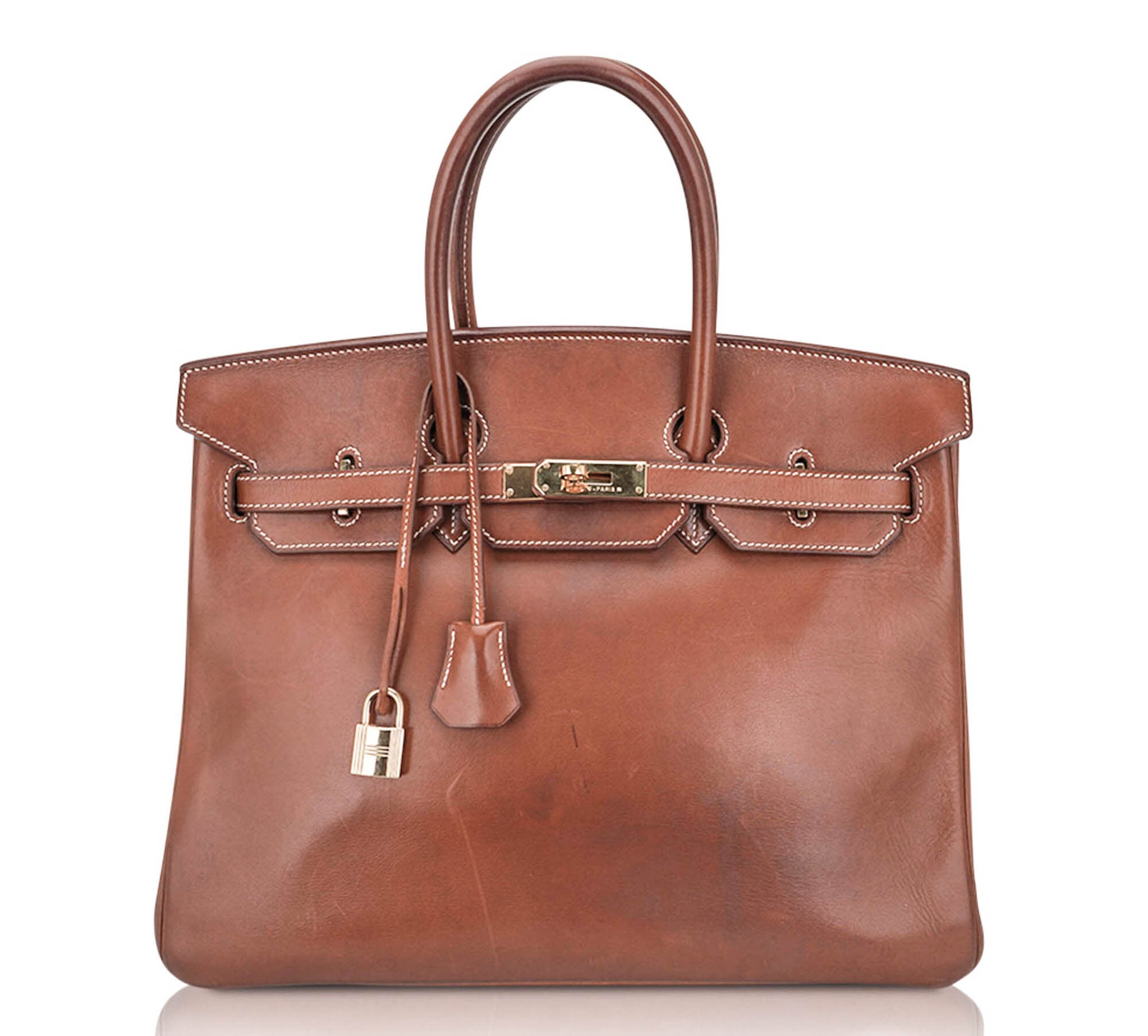 Vintage Limited Edition Birkin 35 Bag Fauve Barenia Leather with Gold Hardware