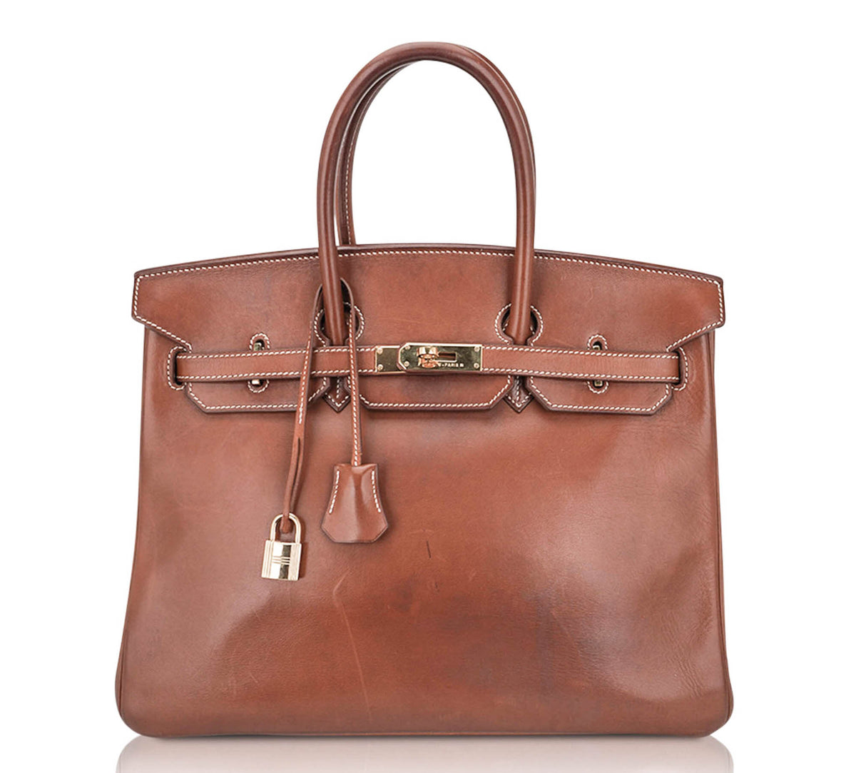 Vintage Limited Edition Birkin 35 Bag Fauve Barenia Leather with Gold Hardware