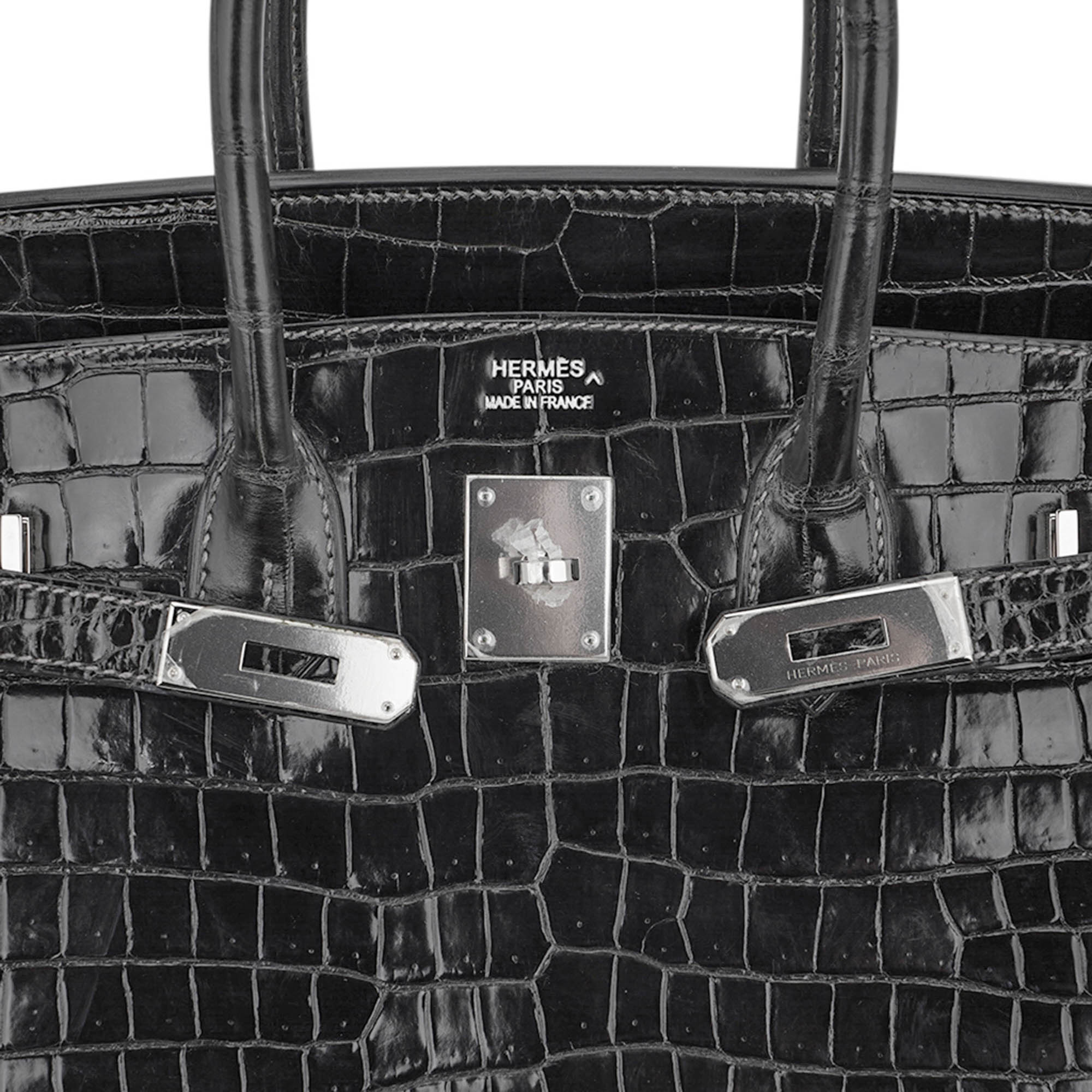 Birkin 35 Graphite Porosus Crocodile with Palladium Hardware