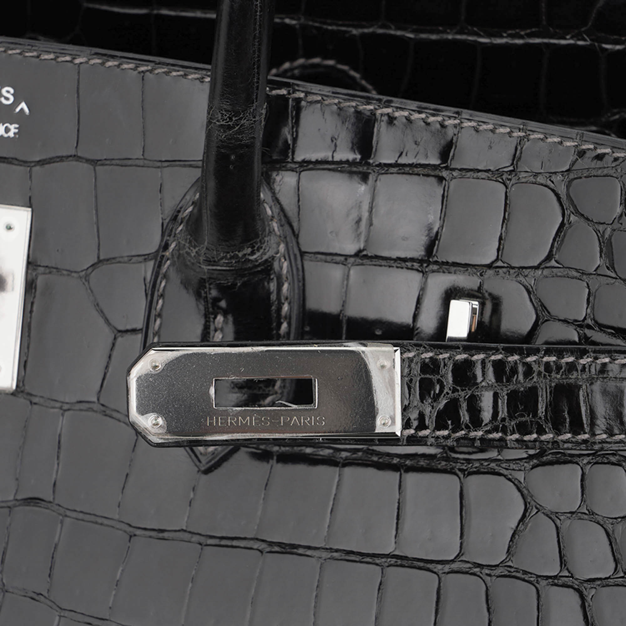 Birkin 35 Graphite Porosus Crocodile with Palladium Hardware