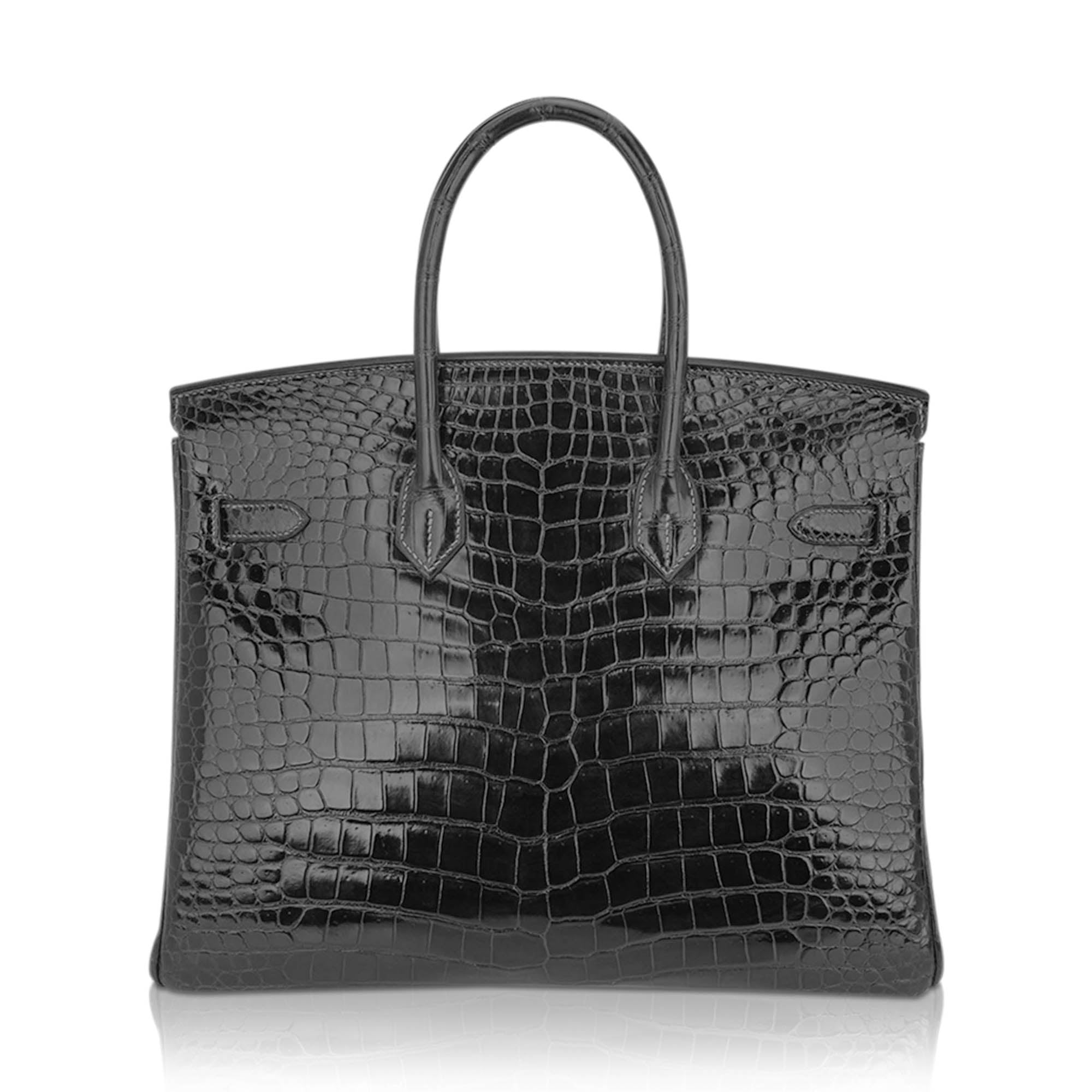 Birkin 35 Graphite Porosus Crocodile with Palladium Hardware