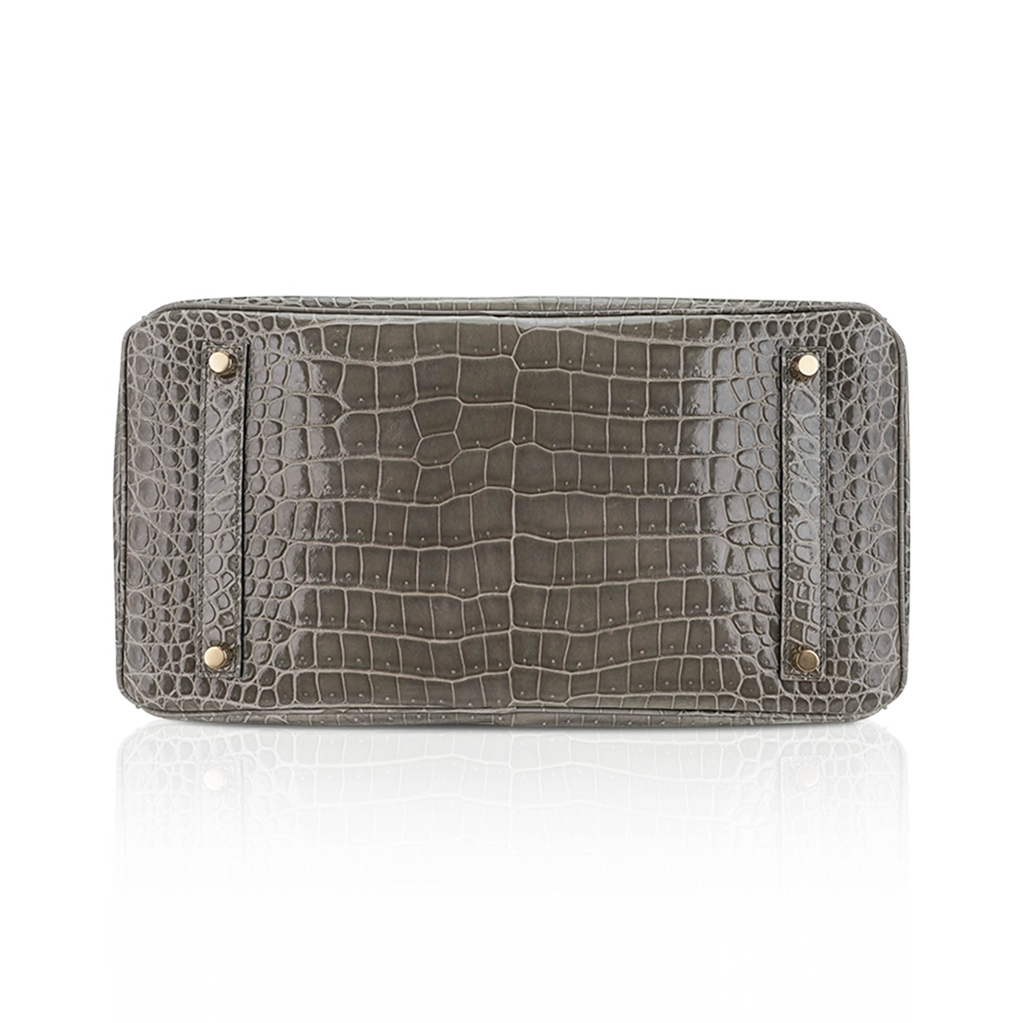 Birkin 35 Bag Gris Tourterelle Porosus Crocodile with Gold Hardware