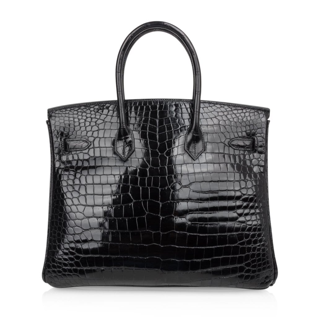 Limited Edition HSS Birkin 35 Black La Rosee Porosus Crocodile Bag Gold Hardware