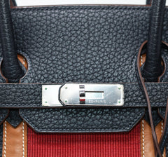 Club Birkin 35 Bag Blue Indigo / Fauve Barenia / Crinoline Fjord Palladium
