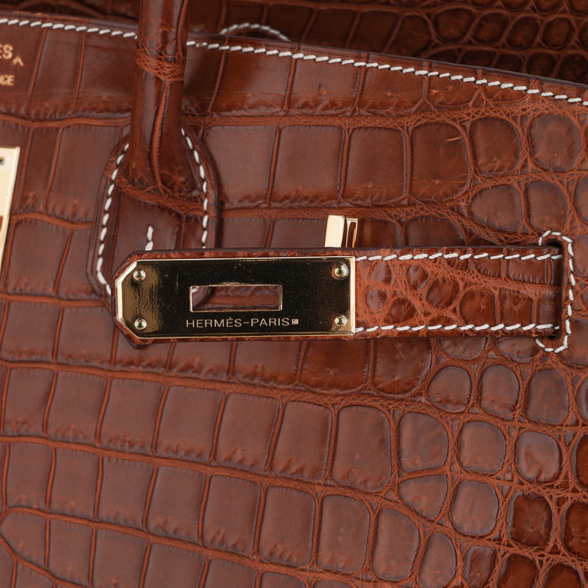 Birkin 35 Bag Matte Fauve Porosus Crocodile with Gold Hardware