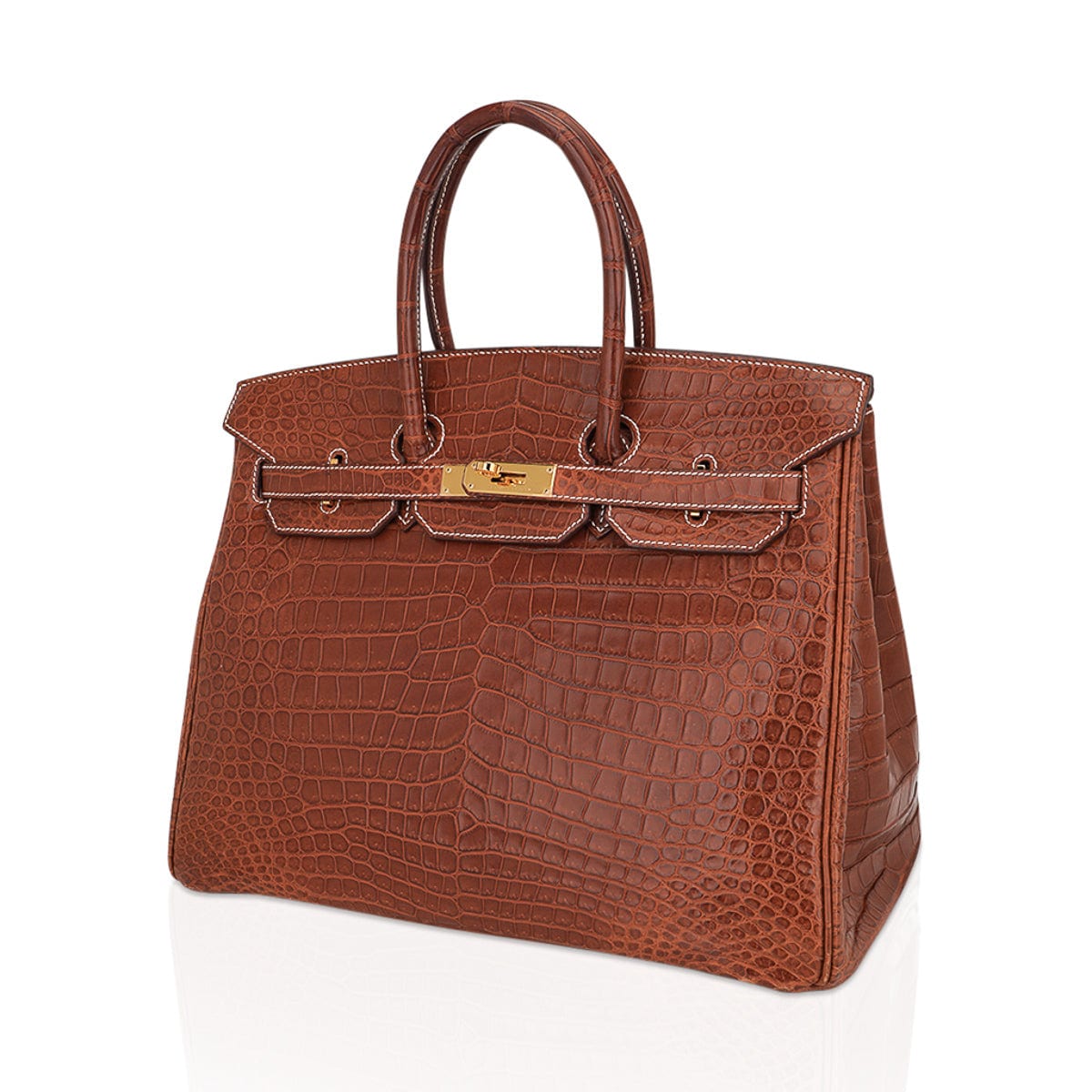 Birkin 35 Bag Matte Fauve Porosus Crocodile with Gold Hardware