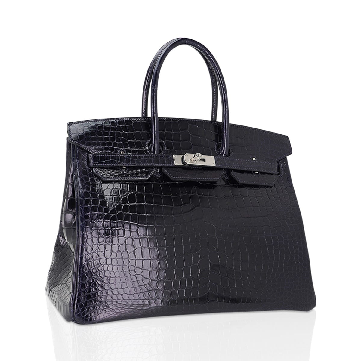 Birkin 35 Bag Blue Marine Porosus Crocodile with Palladium Hardware