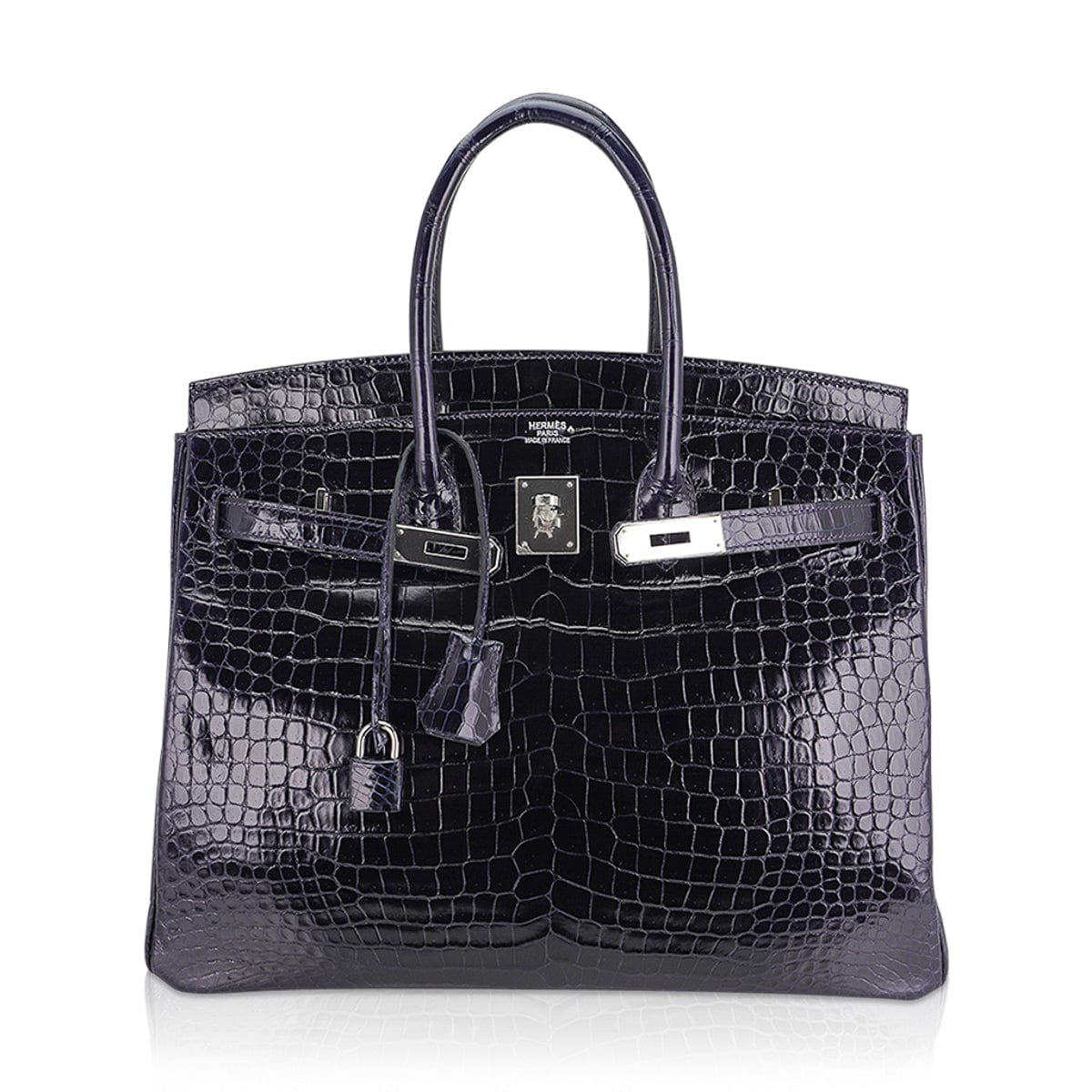 Birkin 35 Bag Blue Marine Porosus Crocodile with Palladium Hardware