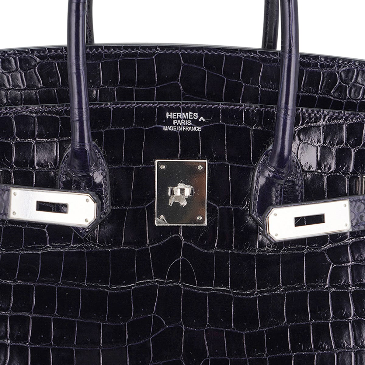 Birkin 35 Bag Blue Marine Porosus Crocodile with Palladium Hardware