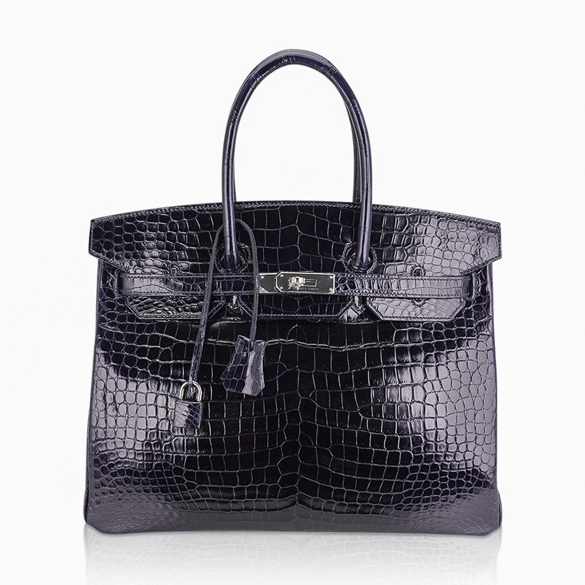 Birkin 35 Bag Blue Marine Porosus Crocodile with Palladium Hardware
