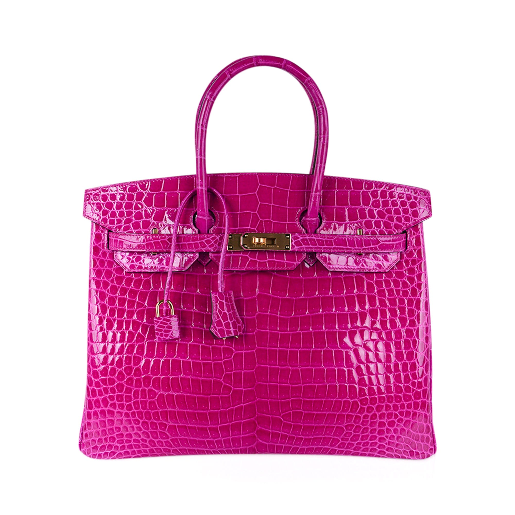 Birkin 35 Rose Scheherazade Porosus Crocodile Bag Gold Hardware