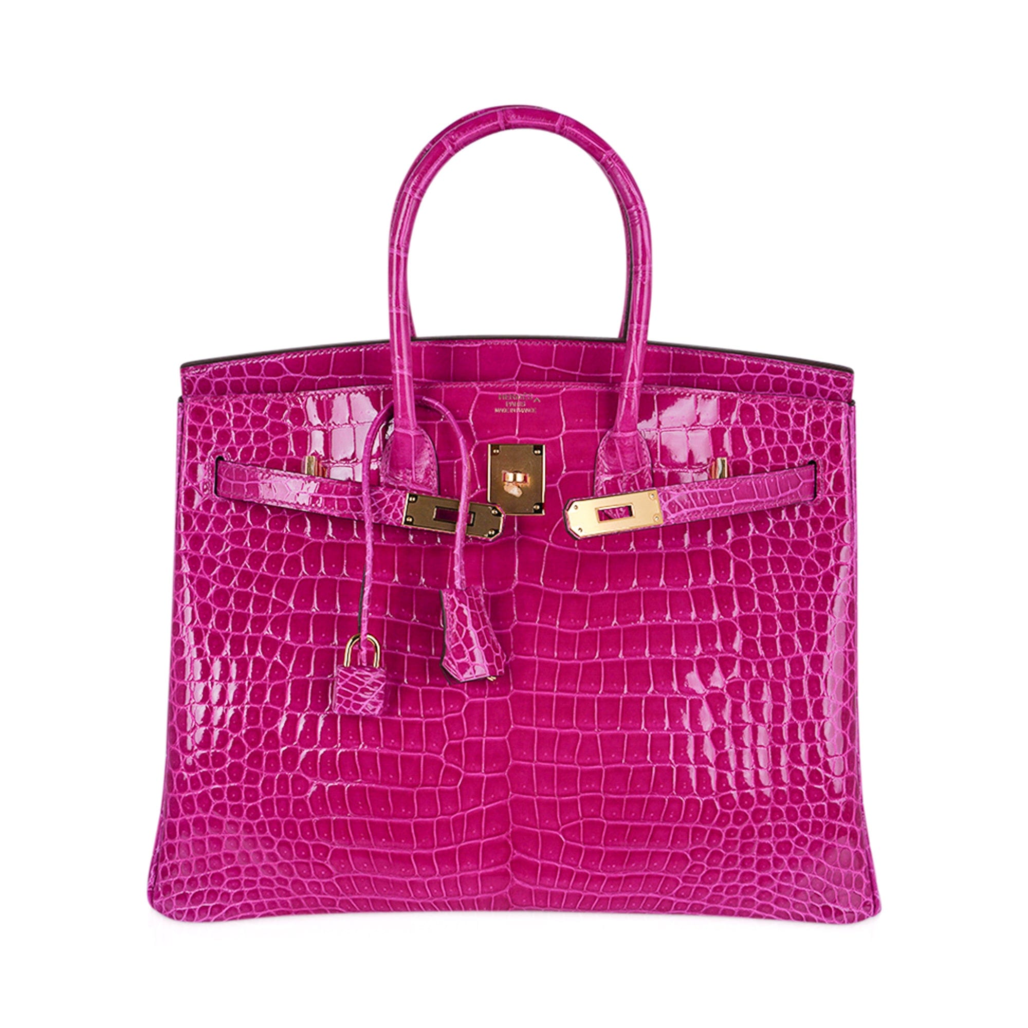 Birkin 35 Rose Scheherazade Porosus Crocodile Bag Gold Hardware