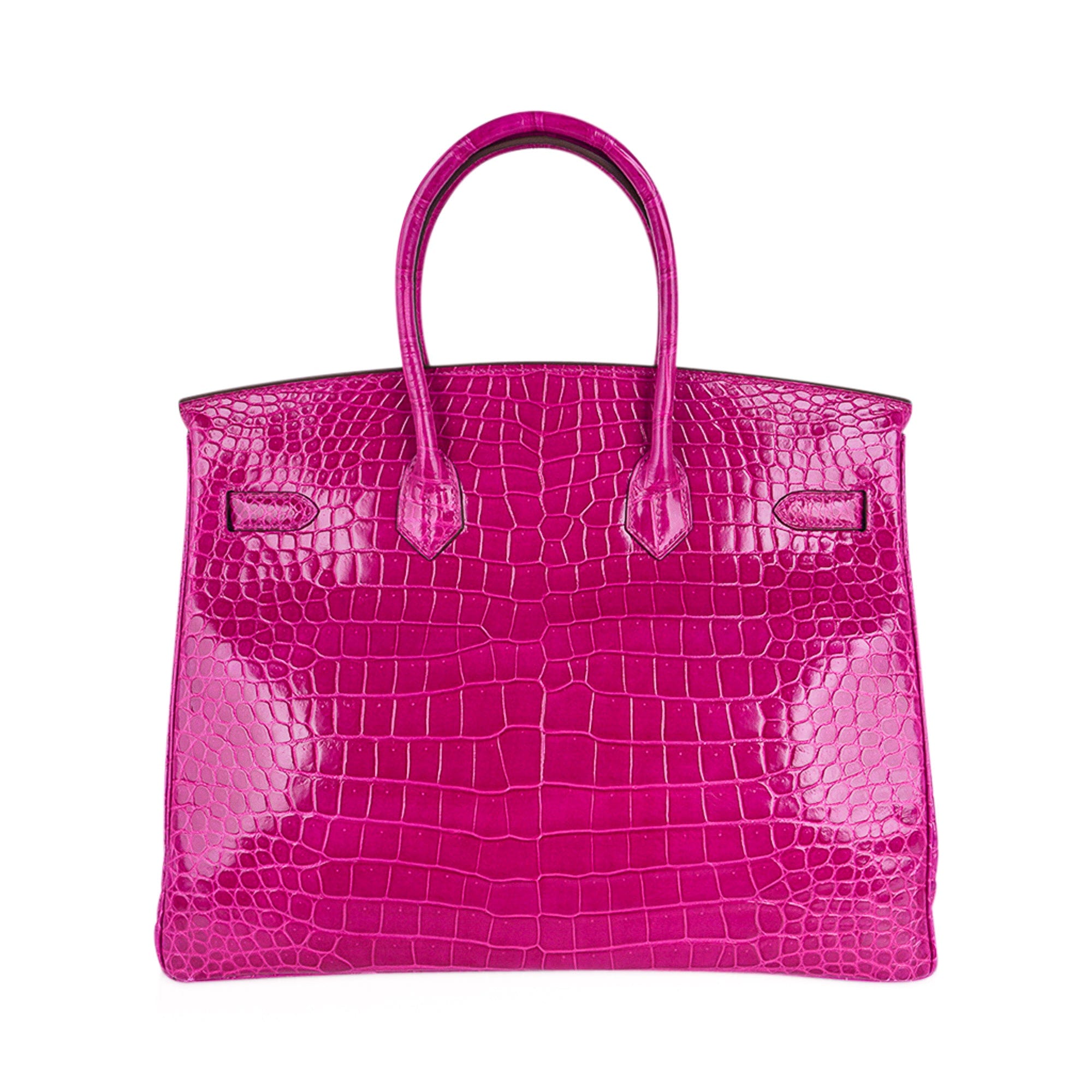 Birkin 35 Bag Rose Scheherazade Porosus Crocodile with Gold Hardware