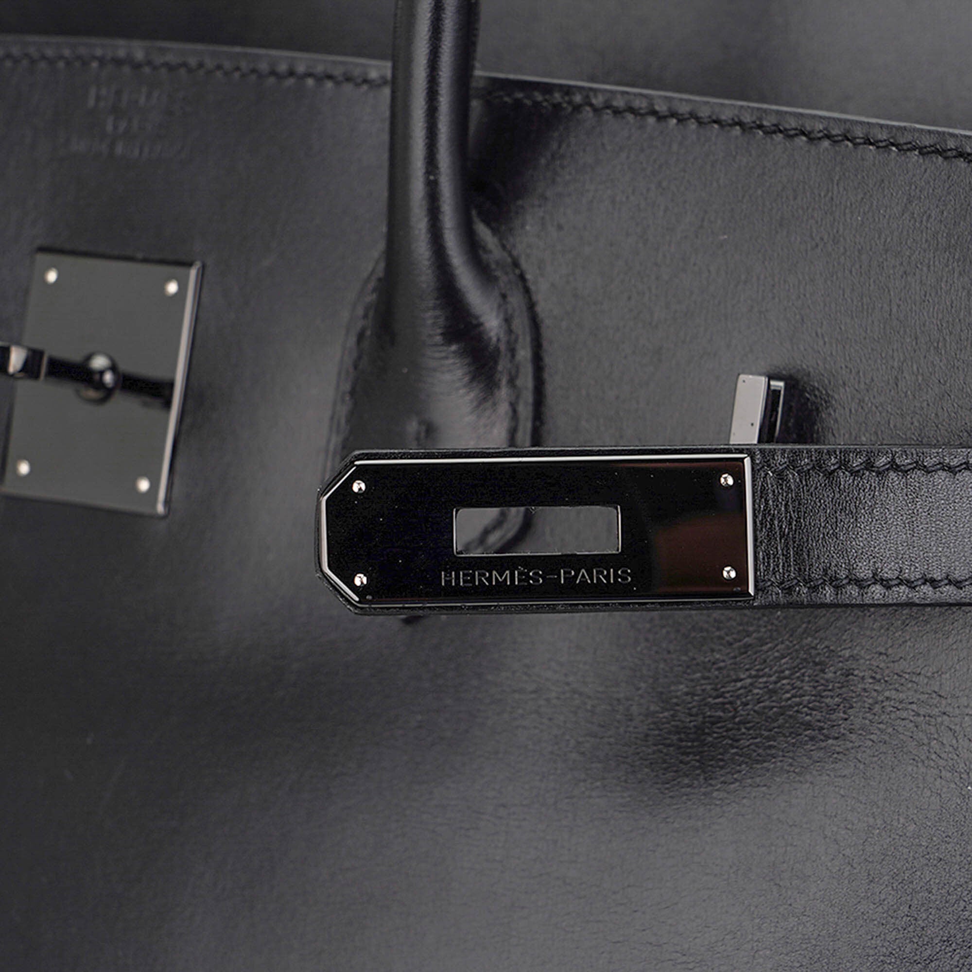 Birkin Limited Edition So Black 35 Bag Box Leather and Black Hardware