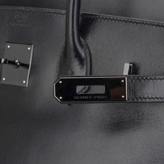 Birkin Limited Edition So Black 35 Bag Box Leather and Black Hardware