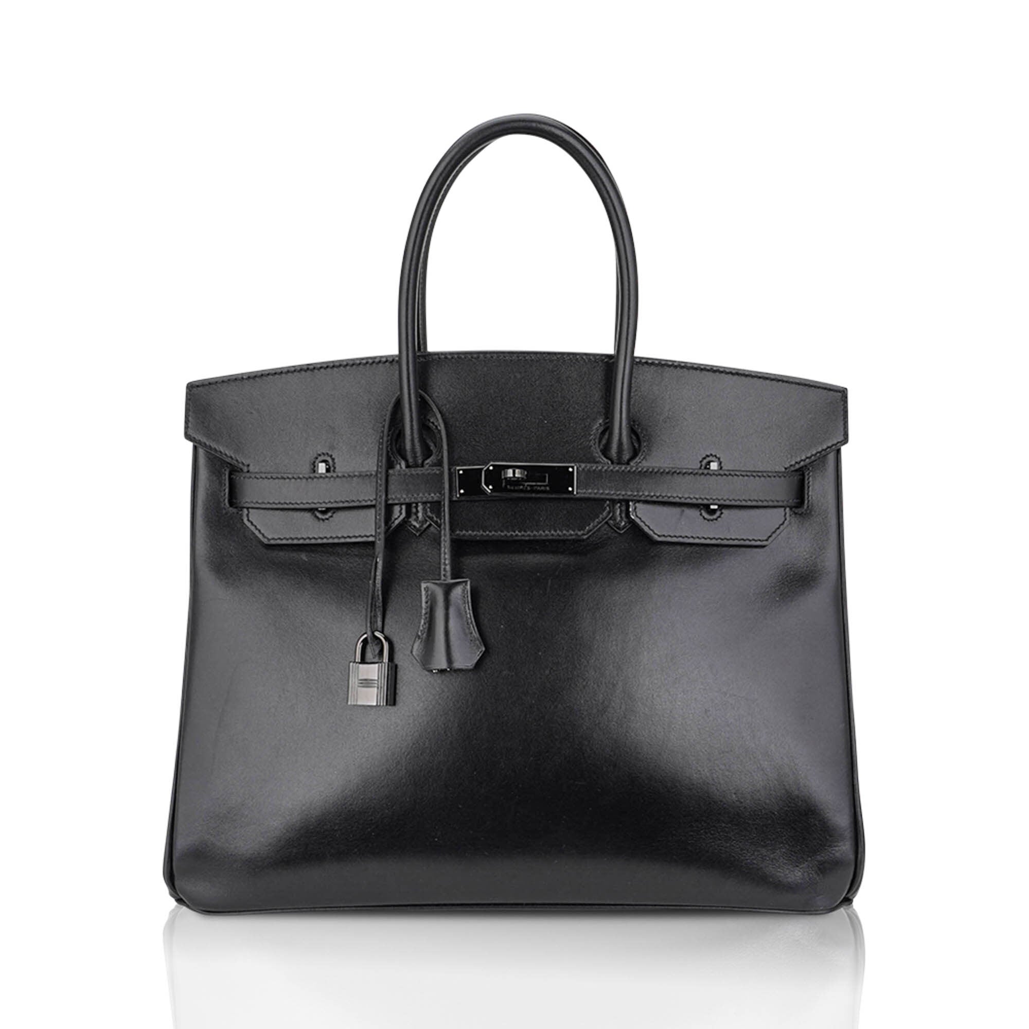 Birkin Limited Edition So Black 35 Bag Box Leather and Black Hardware