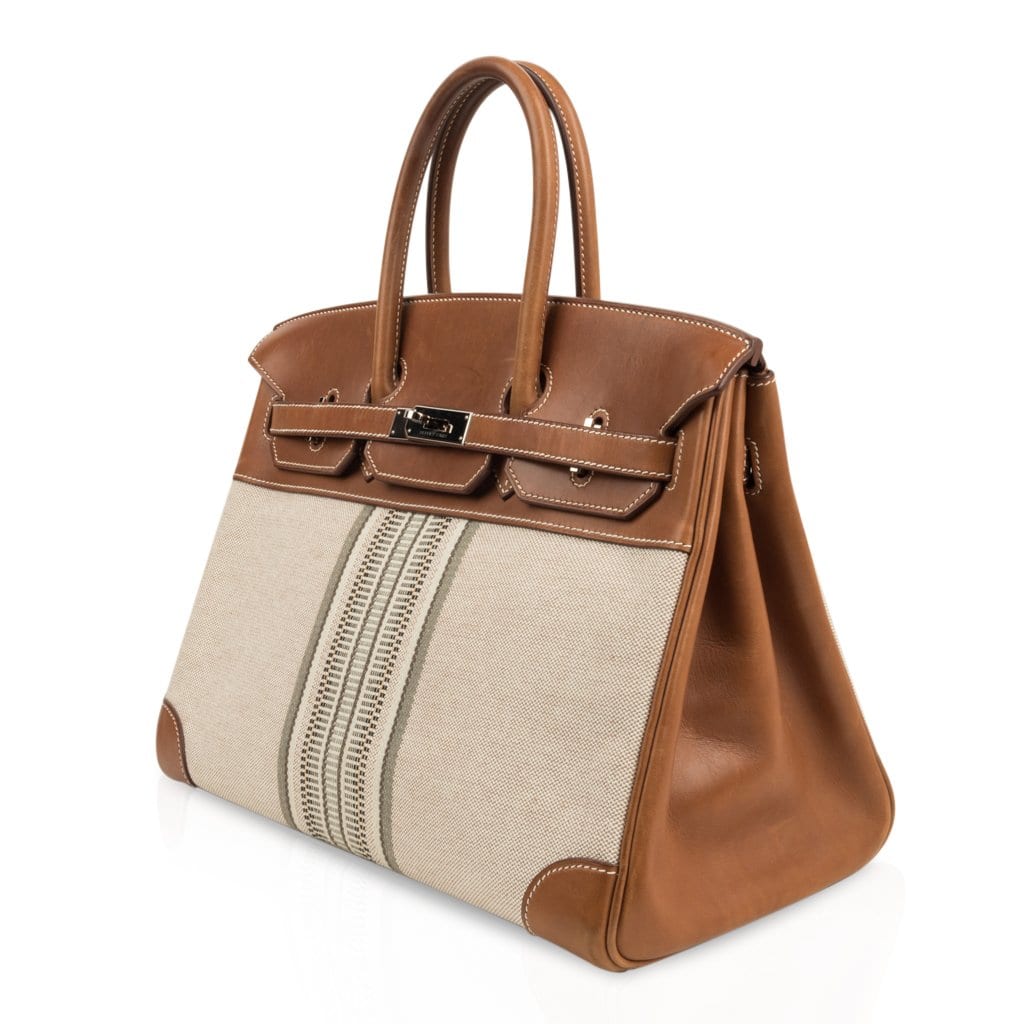 Birkin 35 Bag Rare H Ganges Toile Barenia Limited Edition Palladium