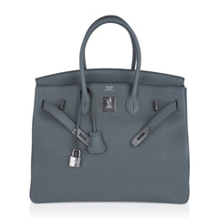 Birkin 35 Bag Vert Amande Togo Leather with Palladium Hardware