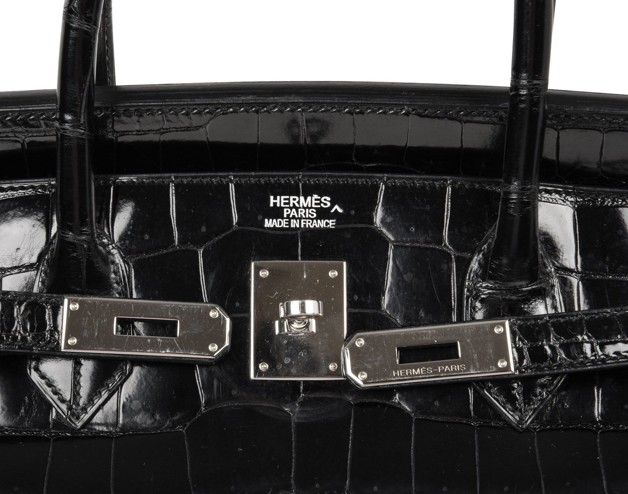 Birkin 40 Bag Black Porosus Crocodile Palladium