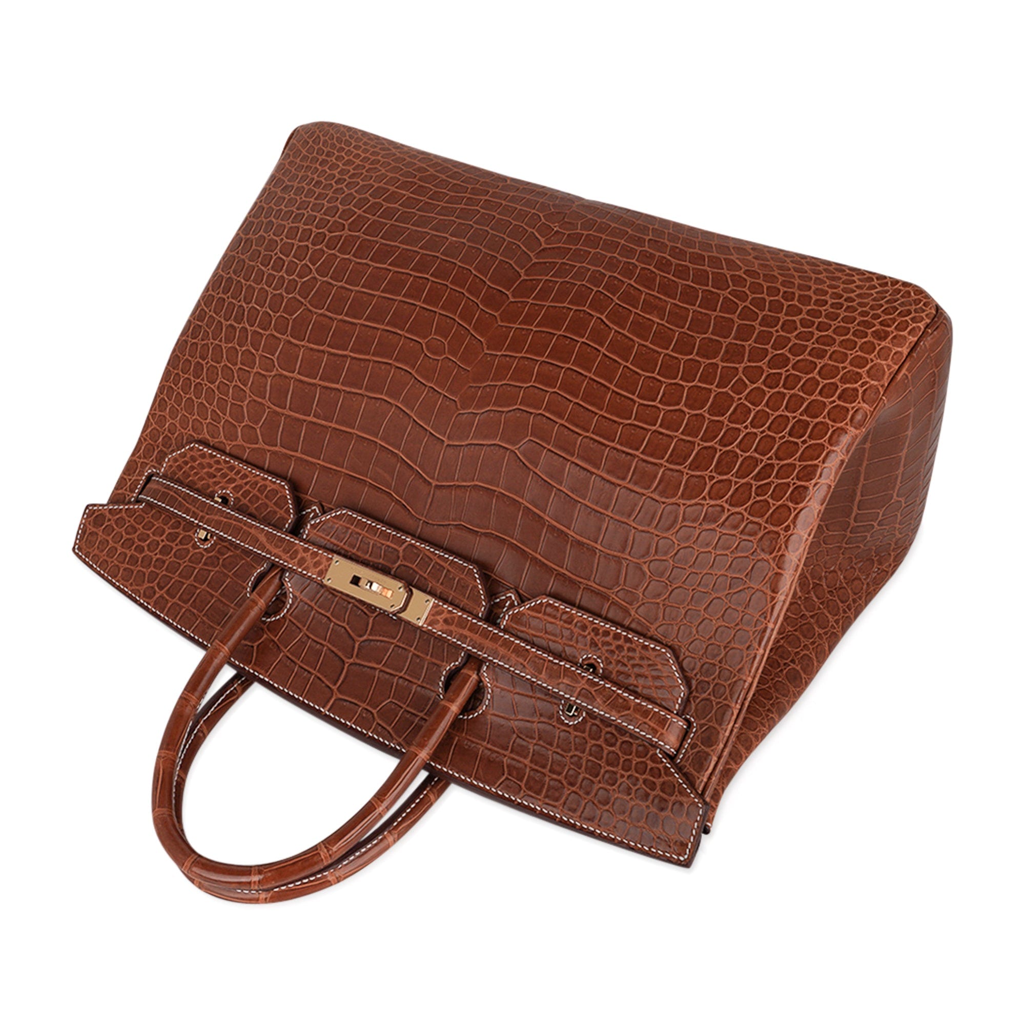 Birkin 40 Bag Rare Fauve Matte Porosus Crocodile Gold Hardware