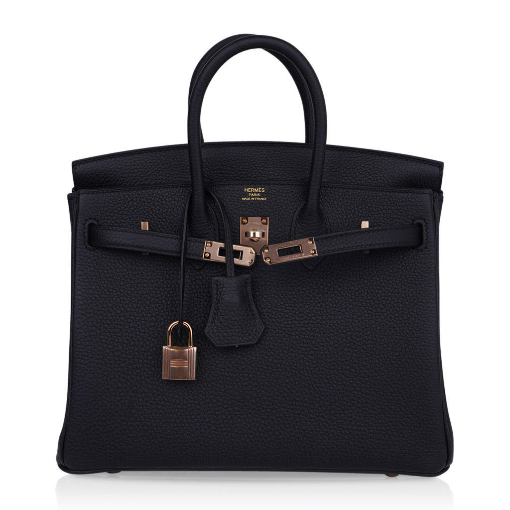Birkin 25 Bag Black Togo Leather with Rose Gold Hardware