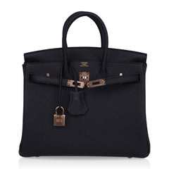 Birkin 25 Bag Black Togo Leather with Rose Gold Hardware