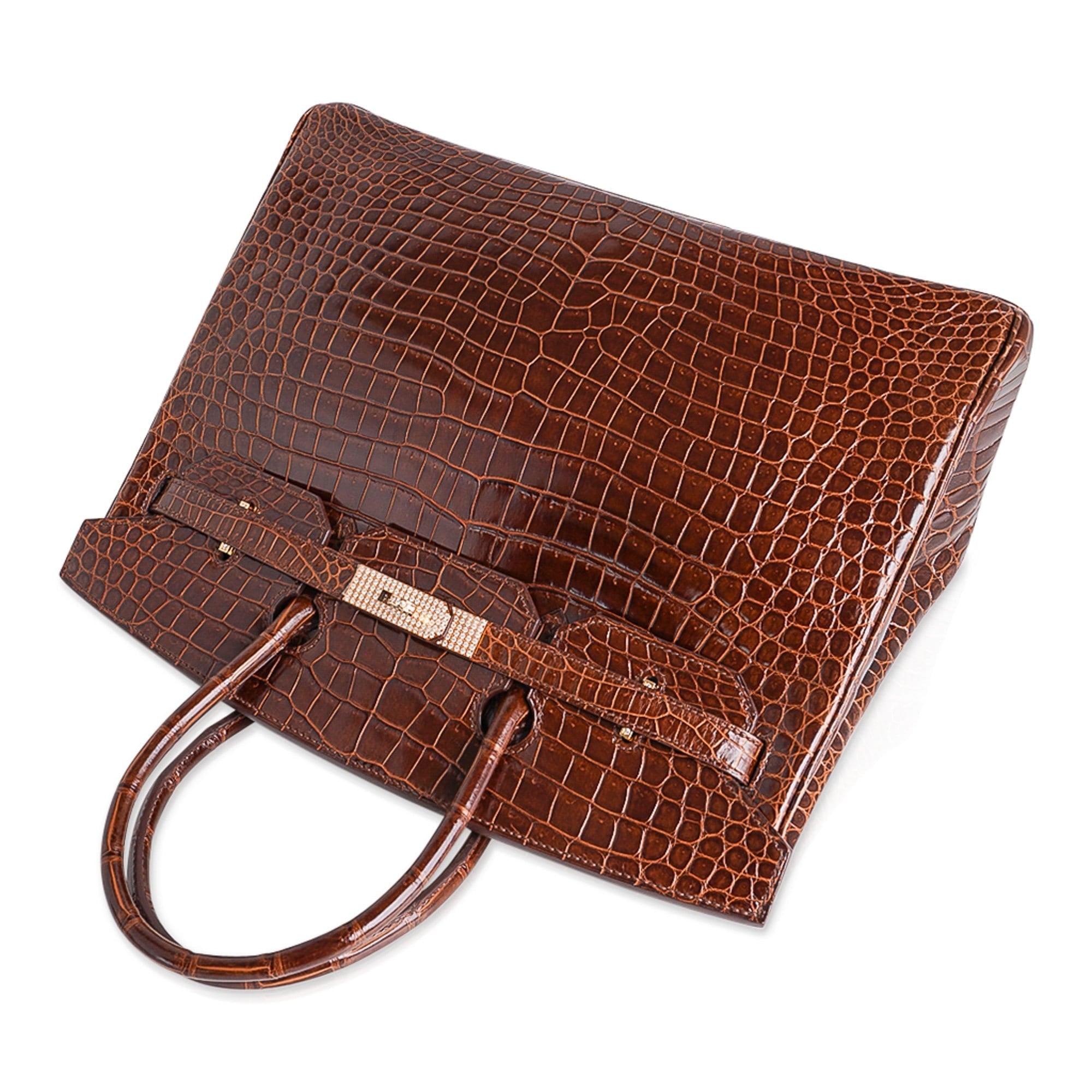 Limited Edition Birkin 35 Bag Diamond Miel Porosus Crocodile with Gold Hardware