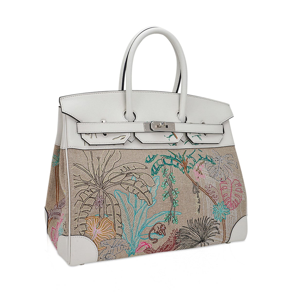 Limited Edition Birkin 35 Bag Faubourg Tropical Embroidered Toile