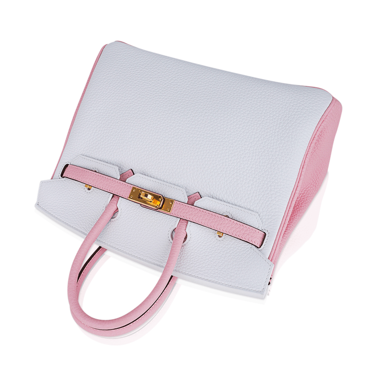 Special Order HSS Birkin 25 Bag Rose Sakura & White Clemence Leather Gold Hardware