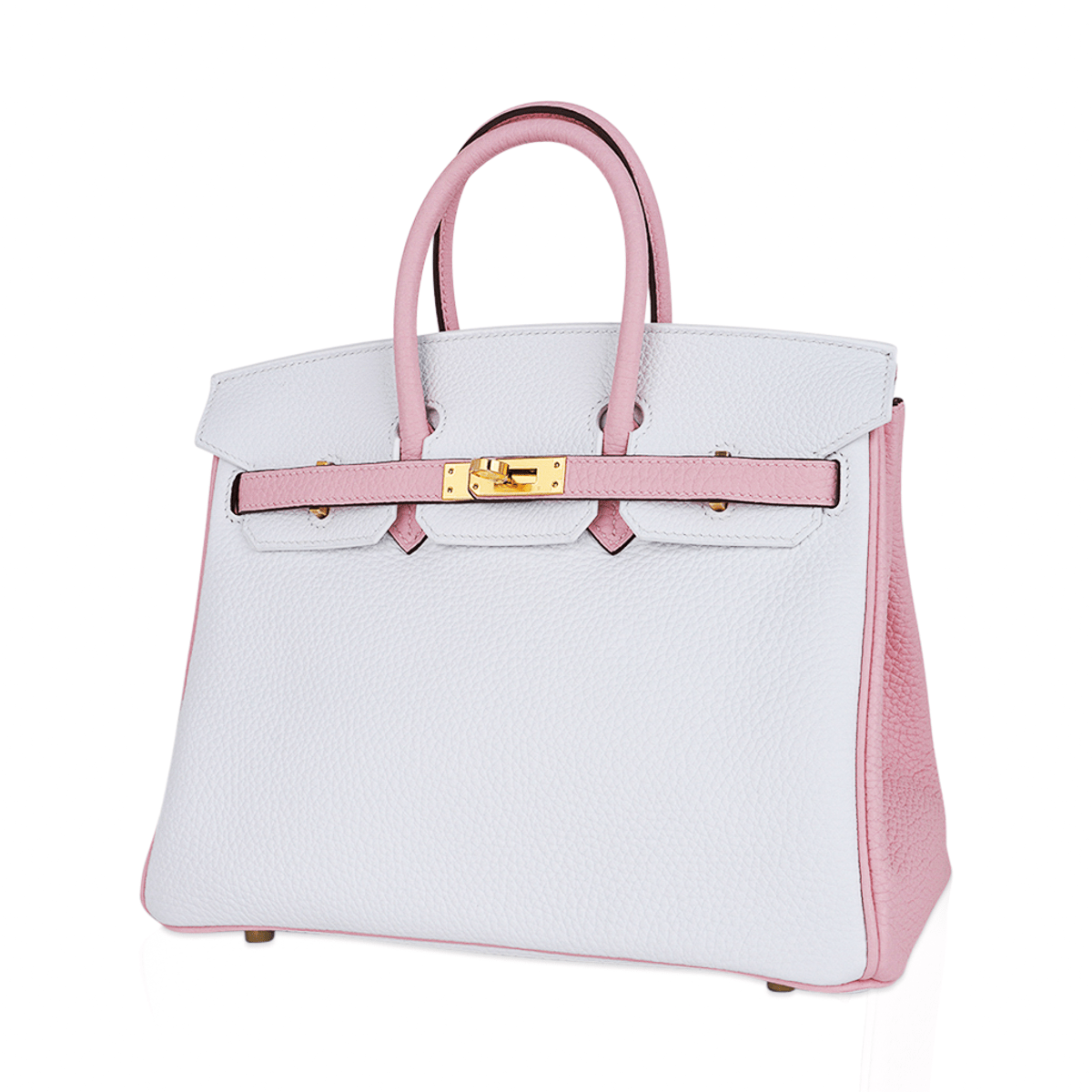 Special Order HSS Birkin 25 Bag Rose Sakura & White Clemence Leather Gold Hardware