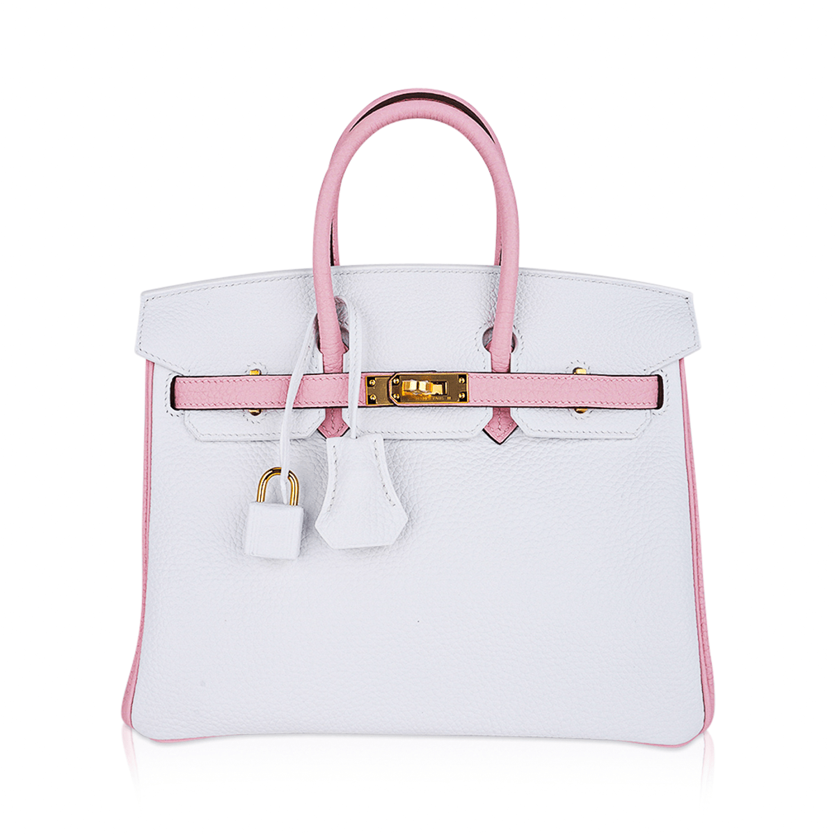 Special Order HSS Birkin 25 Bag Rose Sakura & White Clemence Leather Gold Hardware