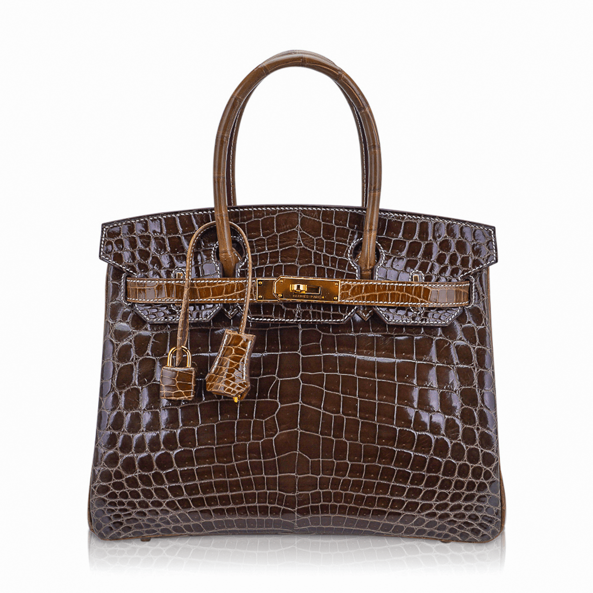 Special Order Birkin 30 HSS Bag Gris Elephant and Ficelle Crocodile with Gold Hardware