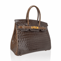 Special Order Birkin 30 HSS Bag Gris Elephant and Ficelle Crocodile with Gold Hardware
