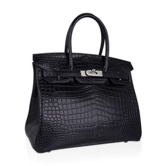 Birkin HSS 30 Matte Porosus Crocodile Black / Rose Pourpre Bag