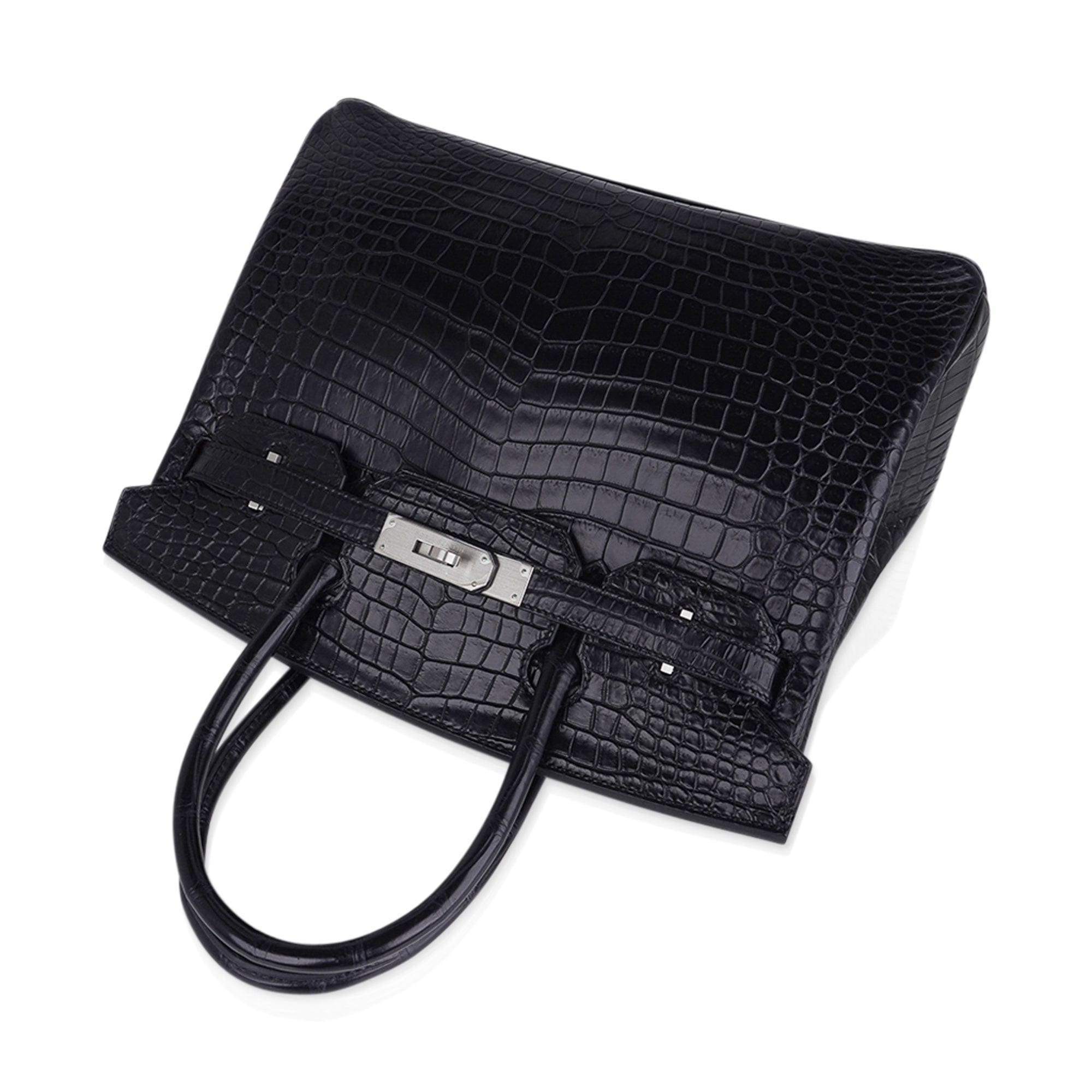 Birkin HSS 30 Matte Porosus Crocodile Black / Rose Pourpre Bag