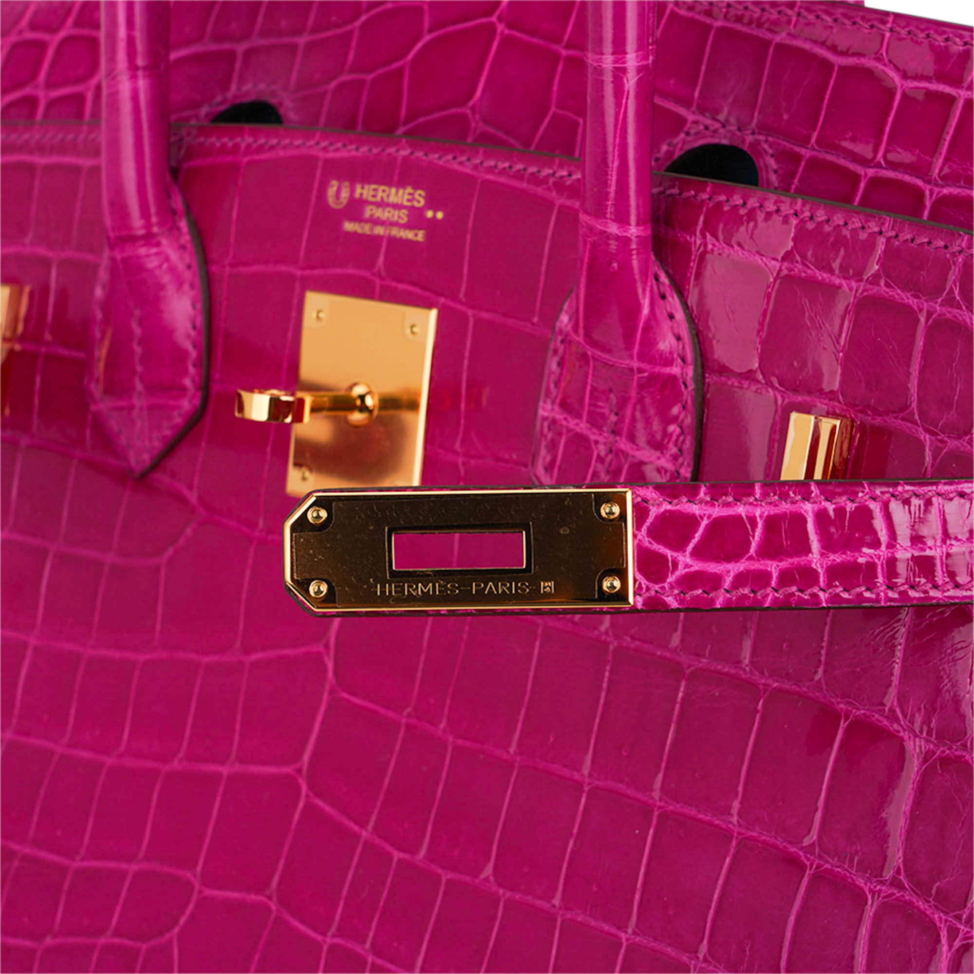 Special Order HSS Birkin 30 Bag Rose Scheherazade and Blue Paon Crocodile with Gold Hardware