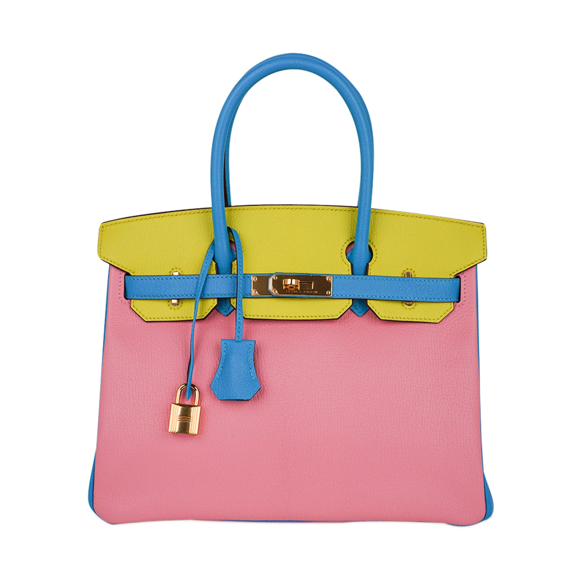 Birkin HSS 30 Bag Tri-Color Rose Confetti Bue Aztec Soufre Chevre