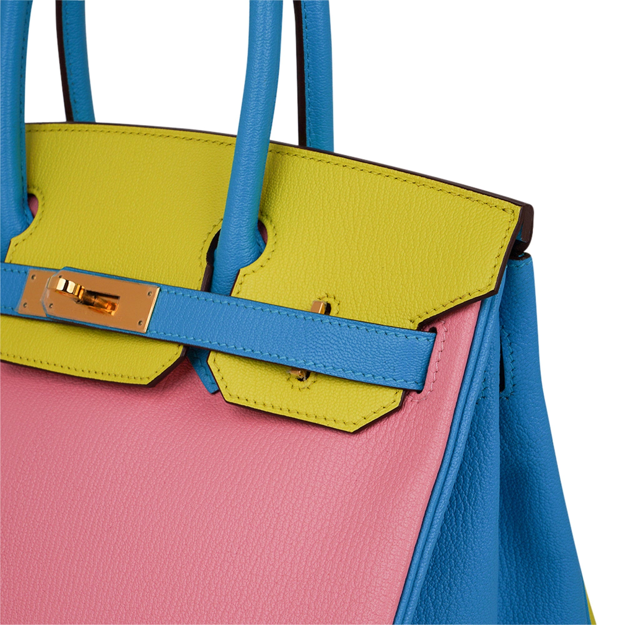 Birkin HSS 30 Bag Tri-Color Rose Confetti Bue Aztec Soufre Chevre