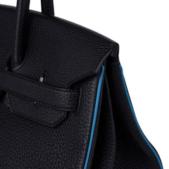 Special Order HSS Birkin 35 Bag Black Turquoise Togo Leather with Brushed Palladium Hardware