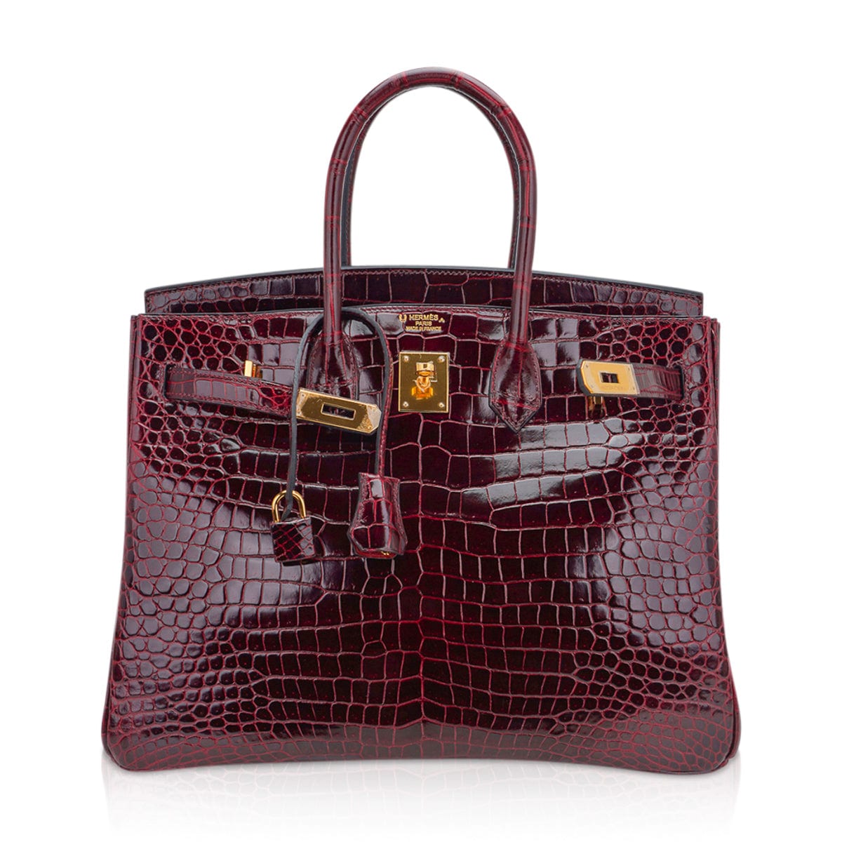 Special Order HSS Birkin 35 Bag Bordeaux Porosus Crocodile with Gold Hardware