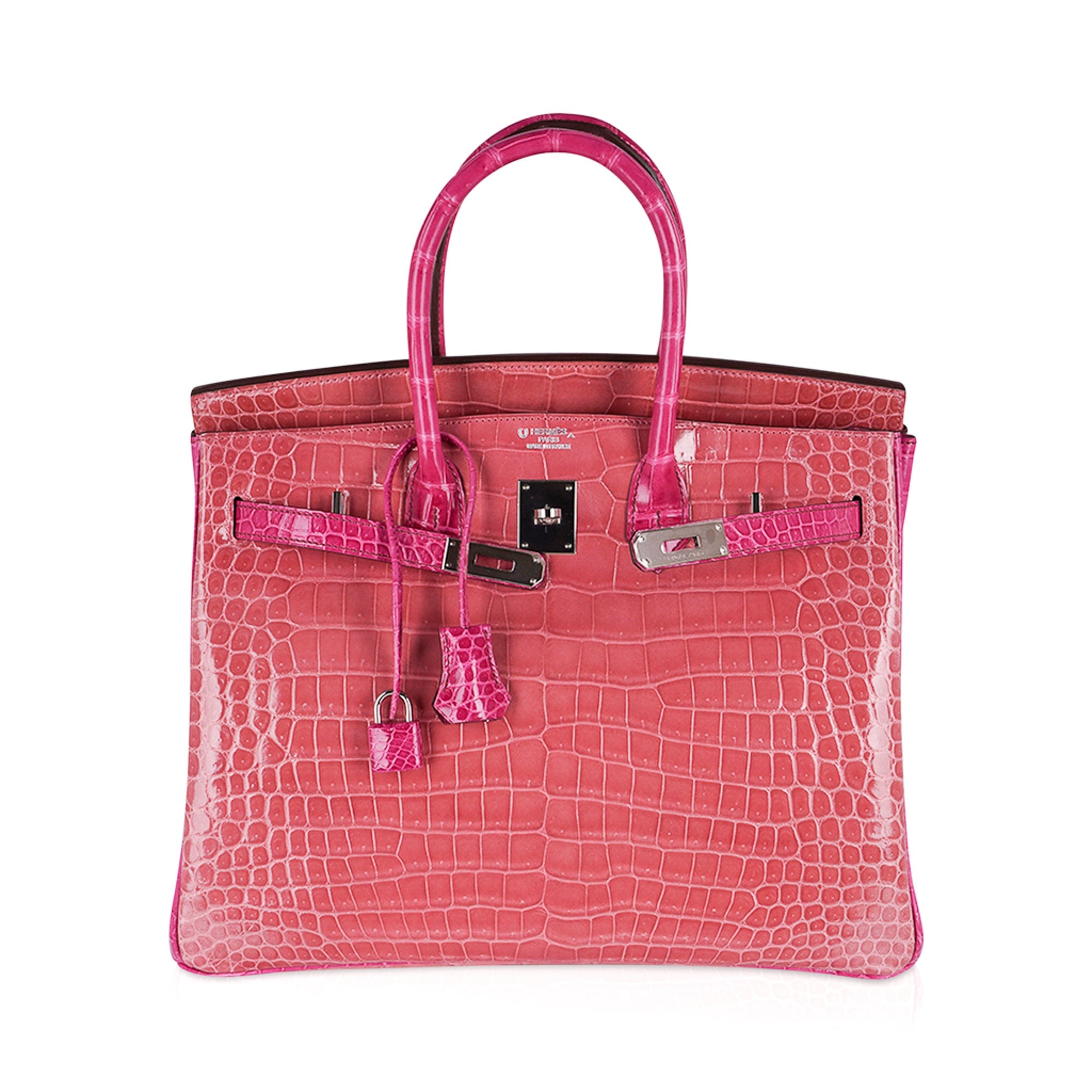 Special Order HSS Birkin 35 Bag Rose Indienne and Fuchsia Porosus Crocodile with Palladium Hardware