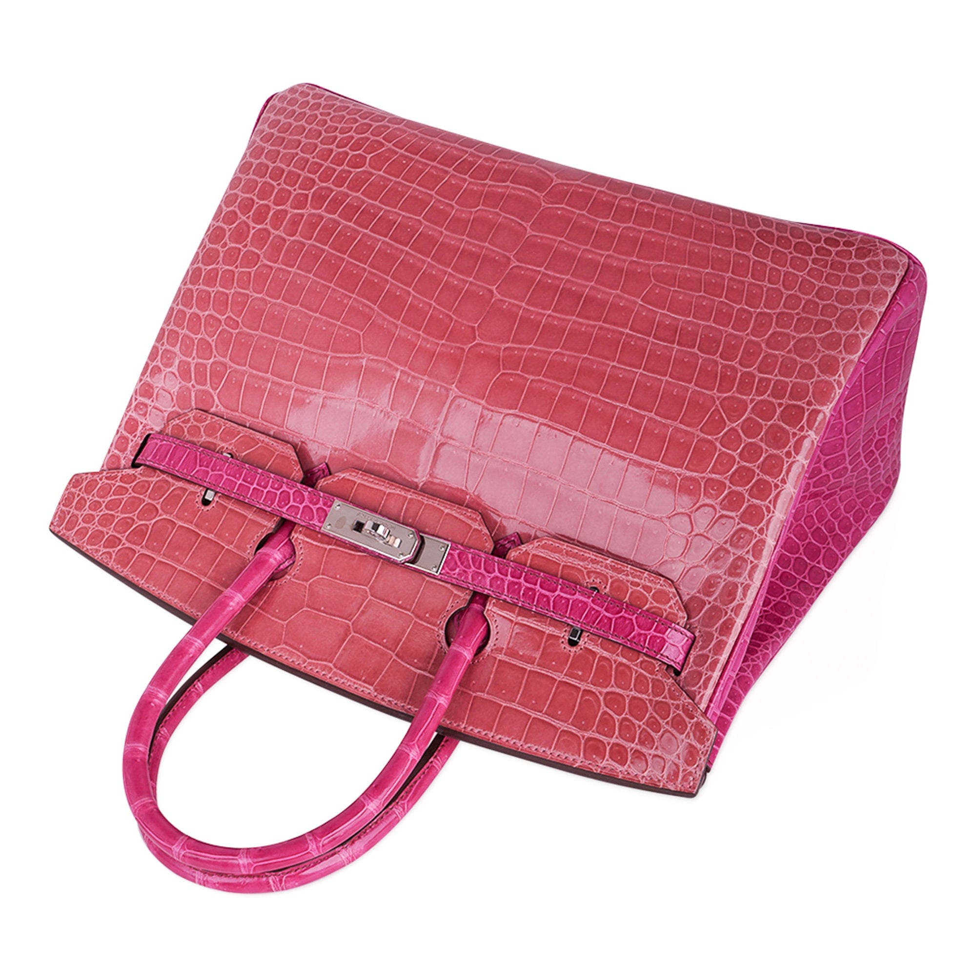 Special Order HSS Birkin 35 Bag Rose Indienne and Fuchsia Porosus Crocodile with Palladium Hardware